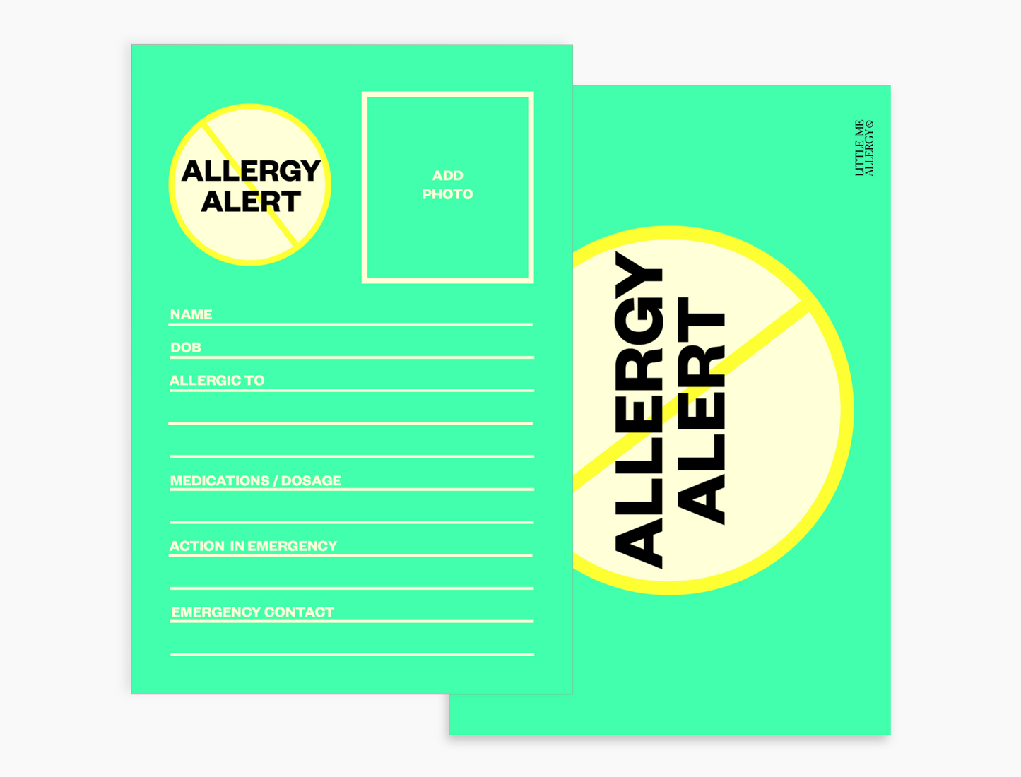 Personal Allergy Information Card - Multiple Allergy Alert (pack of 5 notecards)