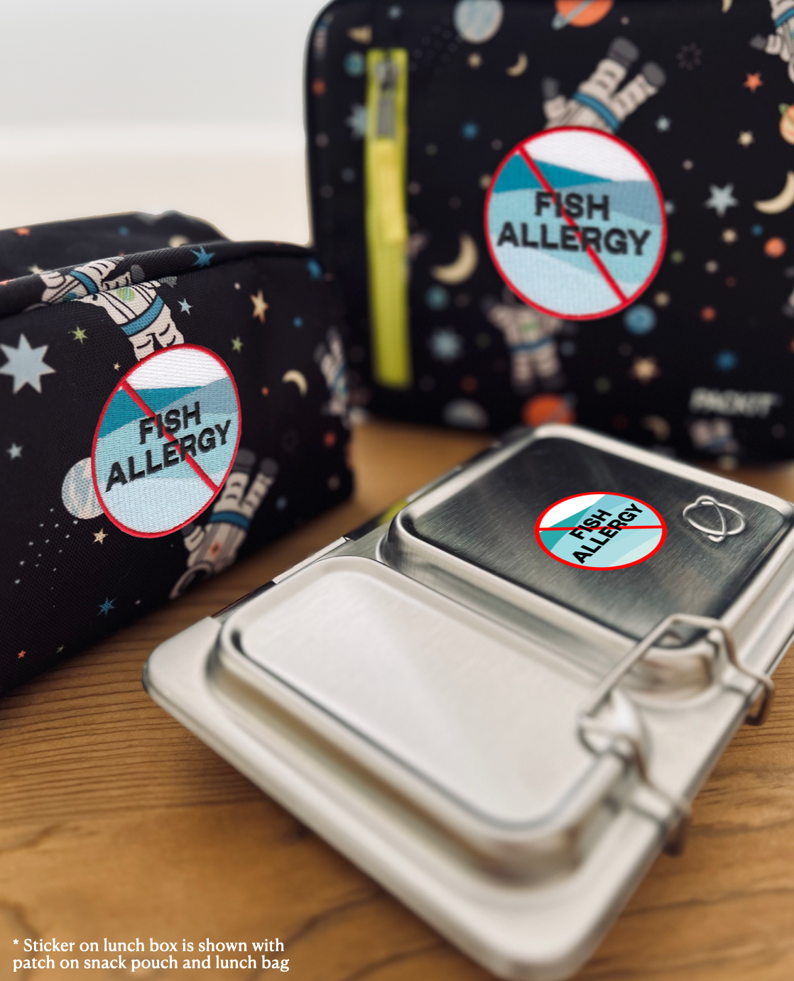 Fish Allergy Waterproof Stickers, 1-1/2 inch round (sheet of 15)