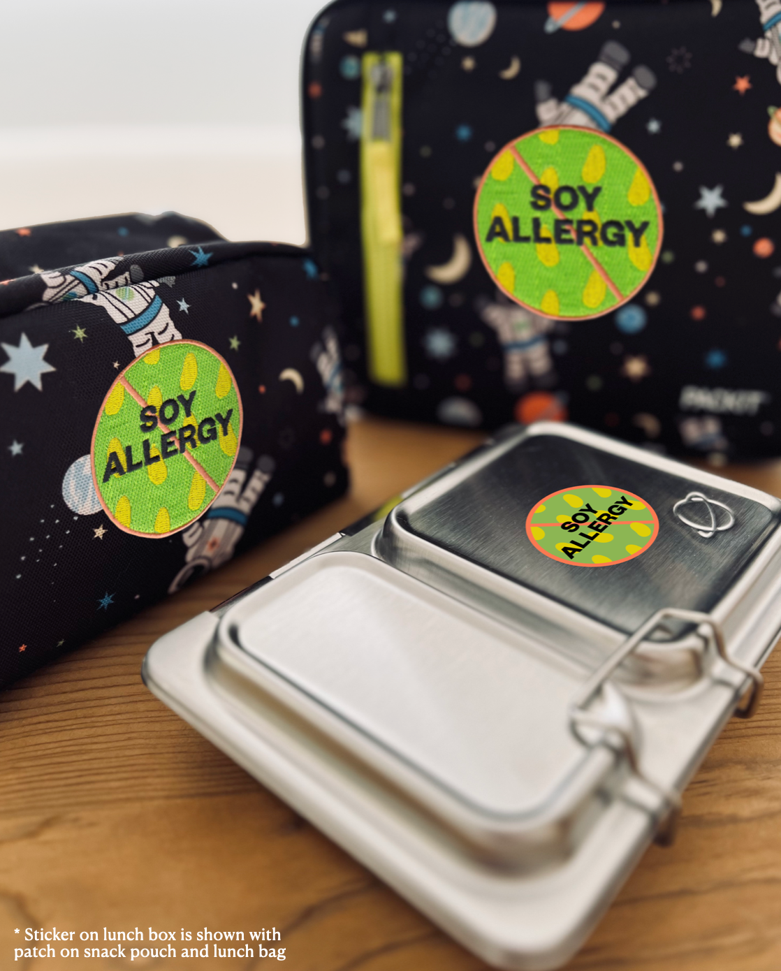 Soy Allergy Waterproof Stickers, 1-1/2 inch round (sheet of 15)