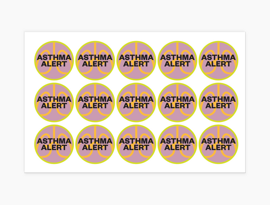 Asthma Alert Waterproof Stickers, 1-1/2 inch round (sheet of 15)