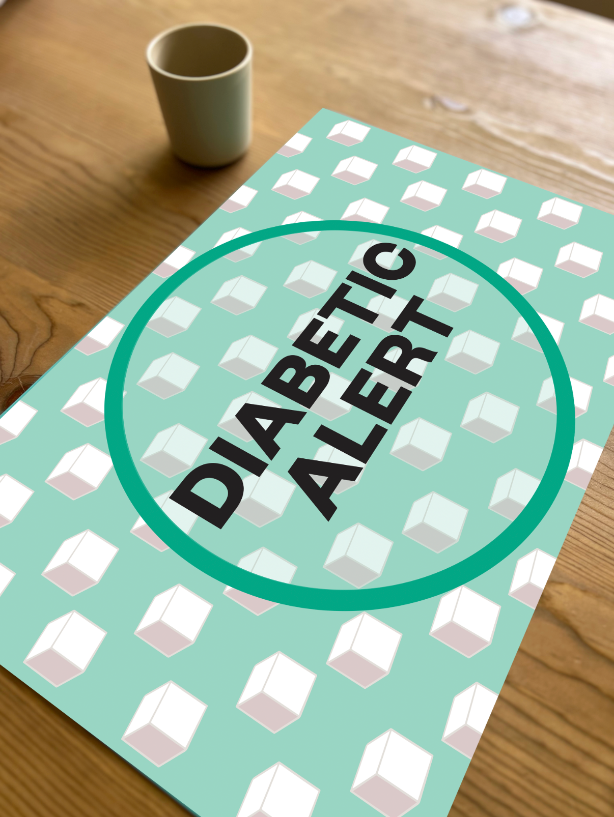 Diabetic Alert Placemat + Magnet Sign