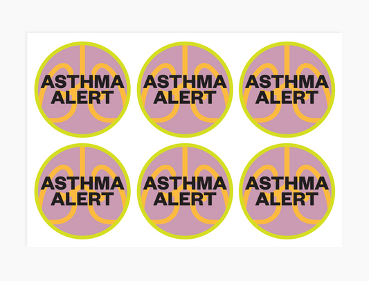 Asthma Alert Waterproof Stickers, 3 inch round (sheet of 6)