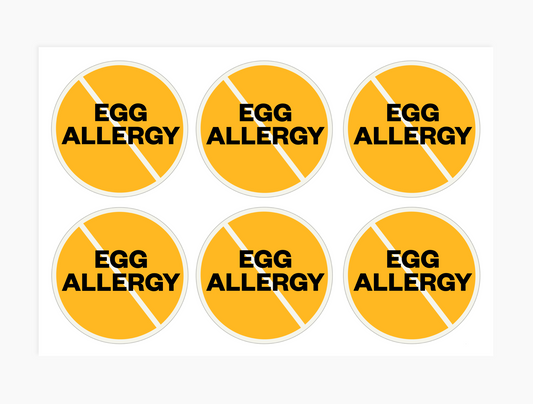 Egg Allergy Alert Waterproof Stickers - 3 inch round (sheet of 6)