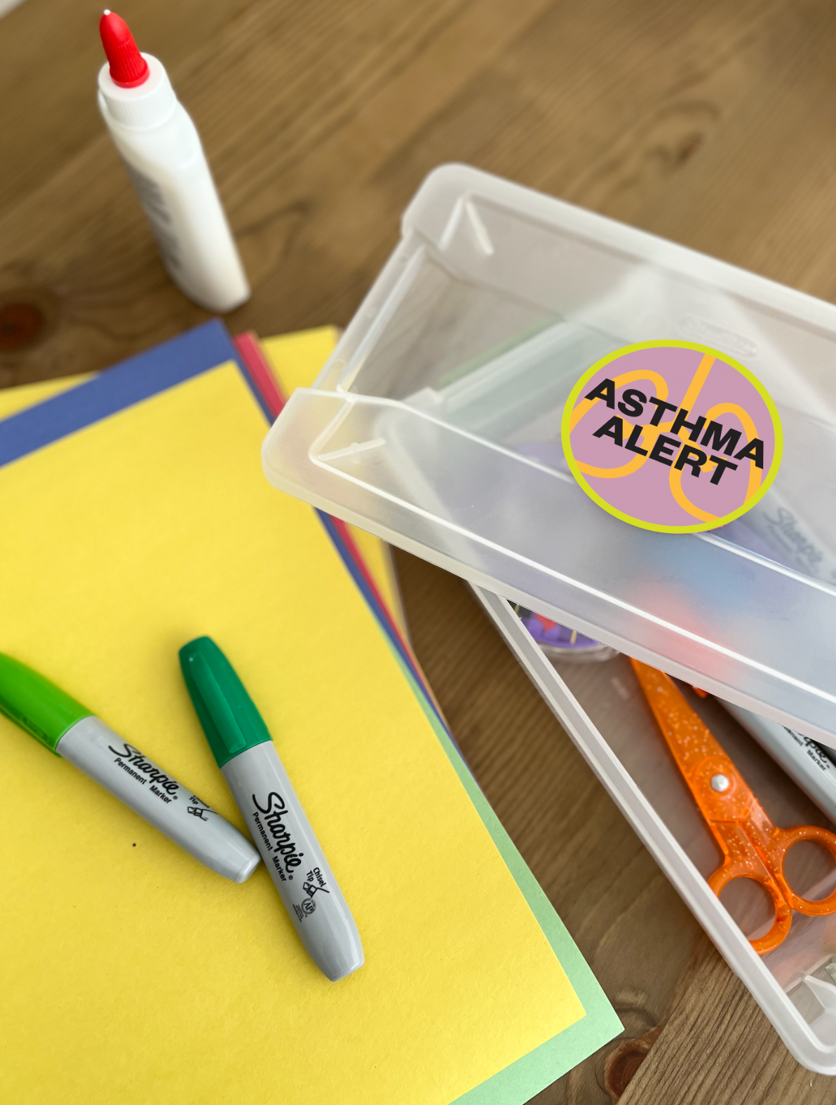 Asthma Alert Waterproof Stickers, 3 inch round (sheet of 6)