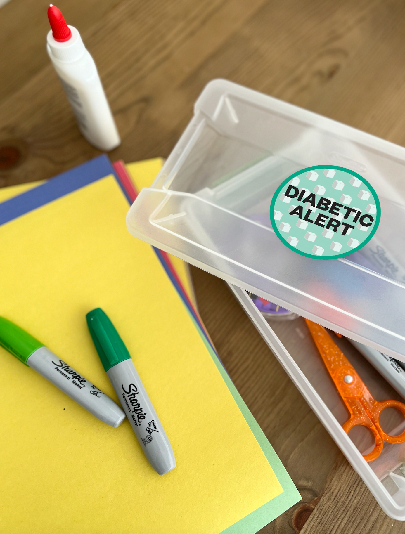 Diabetic Alert Waterproof Stickers, 3 inch round (sheet of 6)