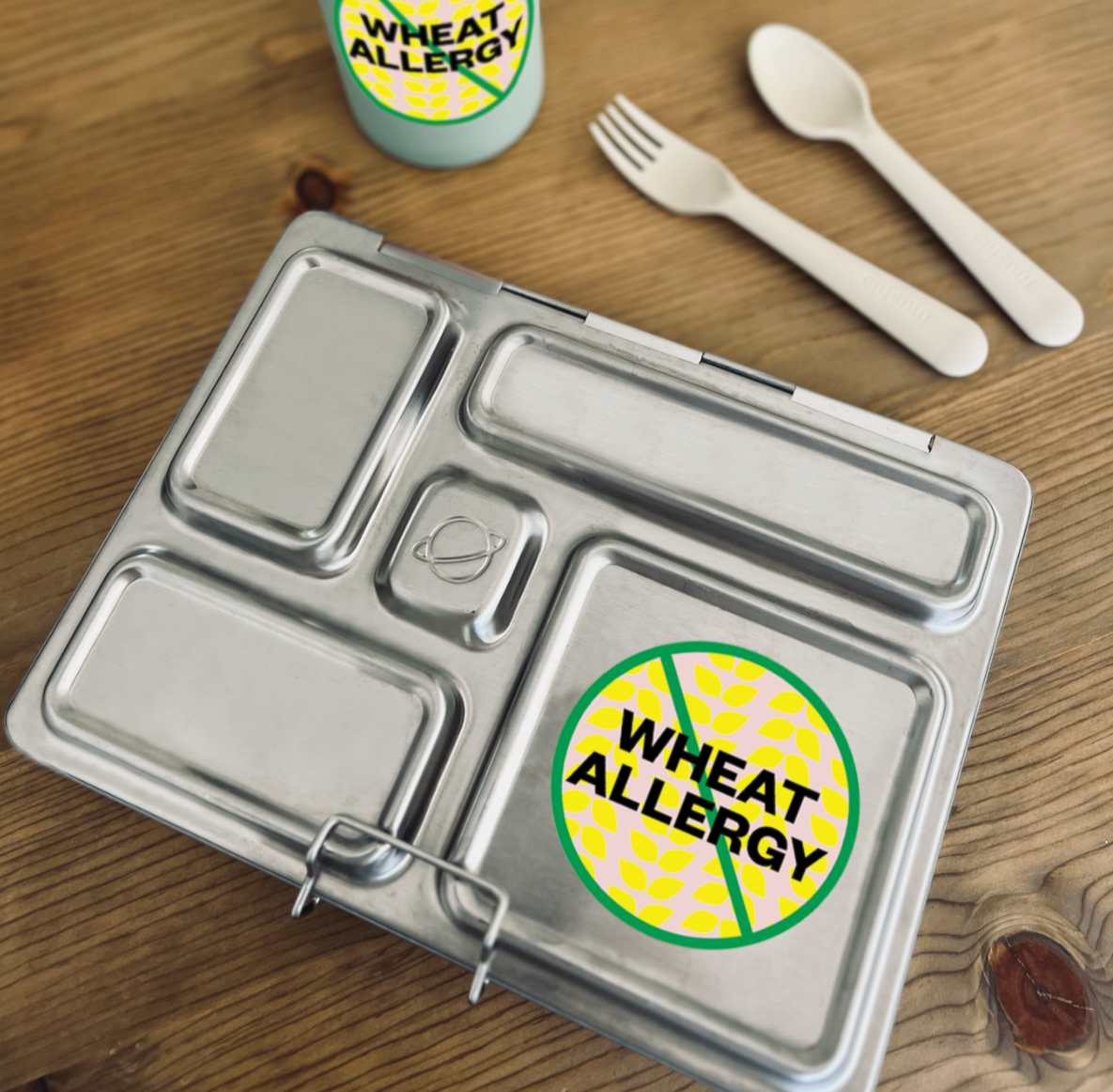 Wheat Allergy Alert Waterproof Stickers - 3 inch round (sheet of 6)