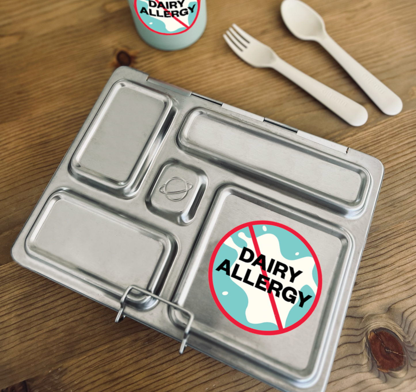 Dairy Allergy Waterproof Stickers, 3 inch round (sheet of 6)