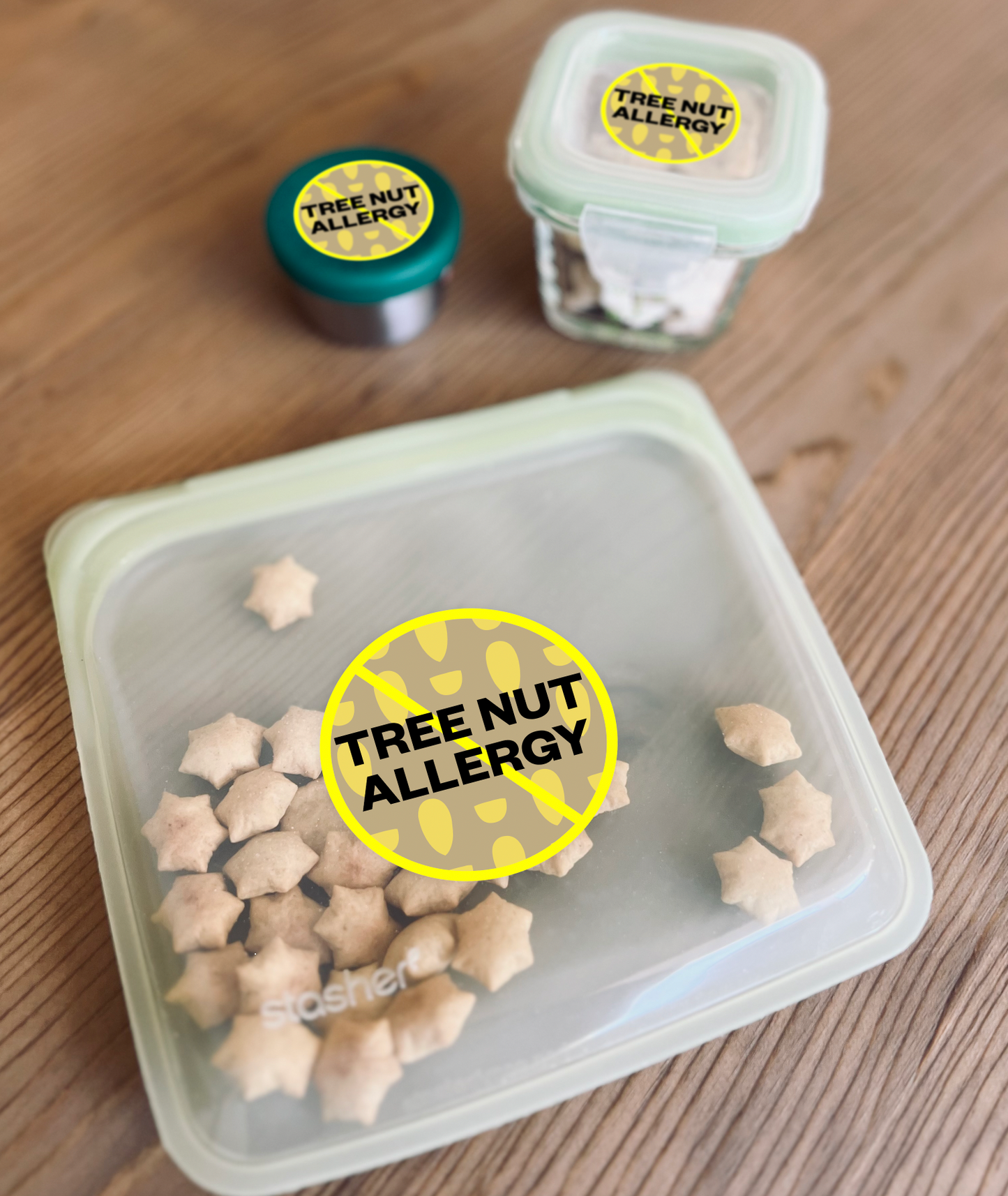 Tree Nut Allergy Alert Waterproof Stickers - 3 inch round (sheet of 6)