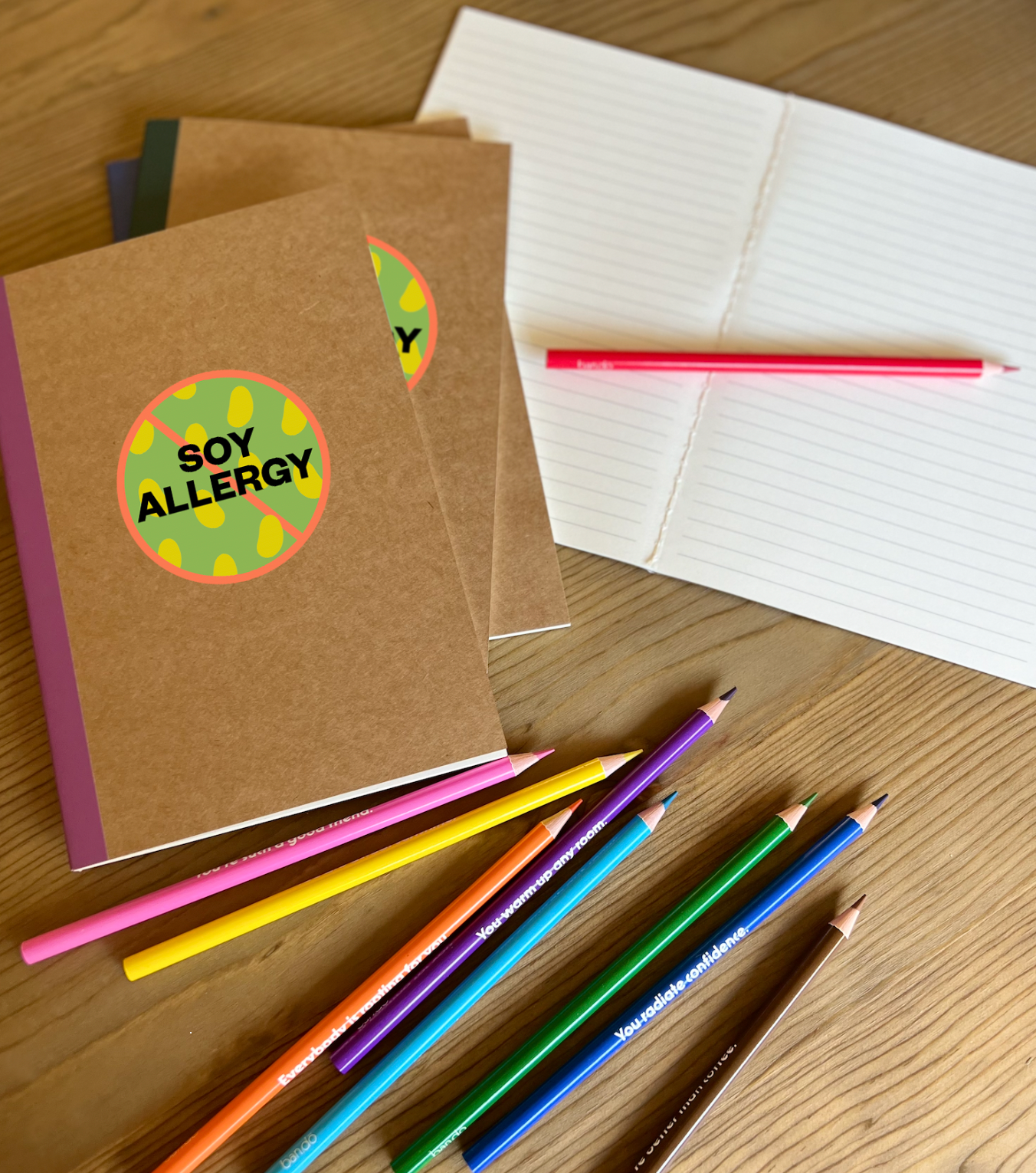 Soy Allergy Alert Waterproof Stickers - 3 inch round (sheet of 6)