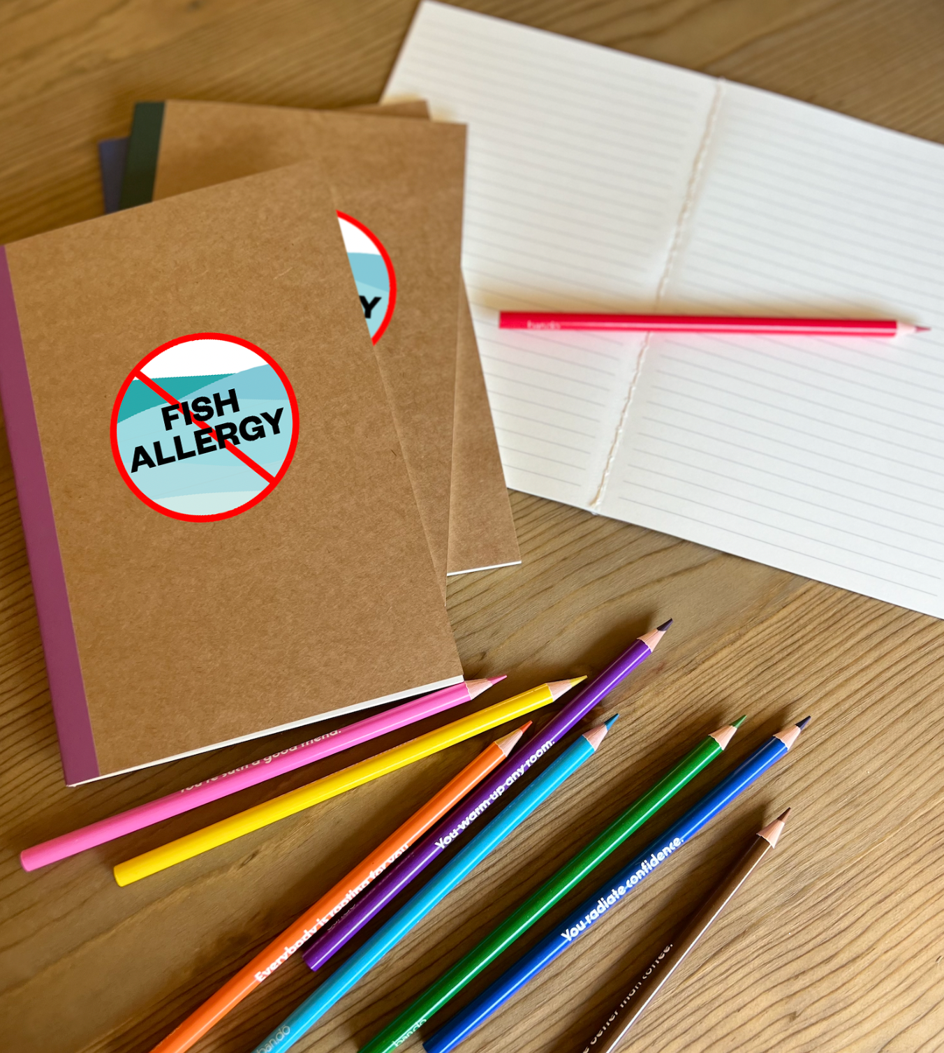 Fish Allergy Alert Waterproof Stickers - 3 inch round (sheet of 6)