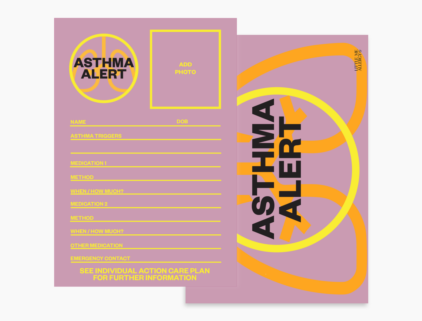 Personal Asthma Alert Information Card (pack of 5 notecards)