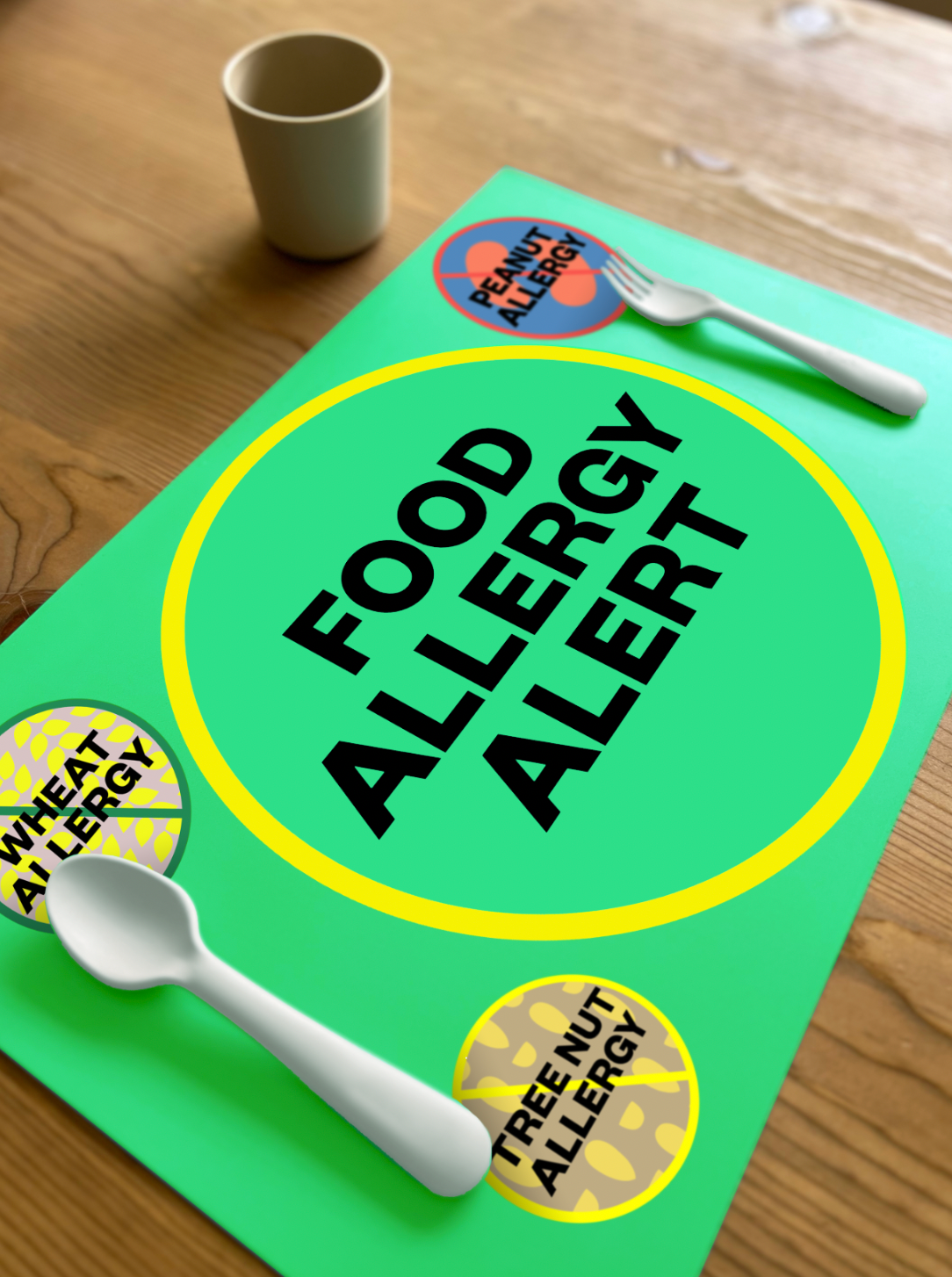 Custom Placemat + Magnet Sign (Food Allergy Alert)