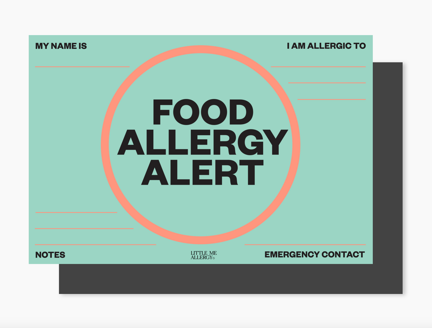 Food Allergy Alert Placemat + Magnet Sign (mint chip)