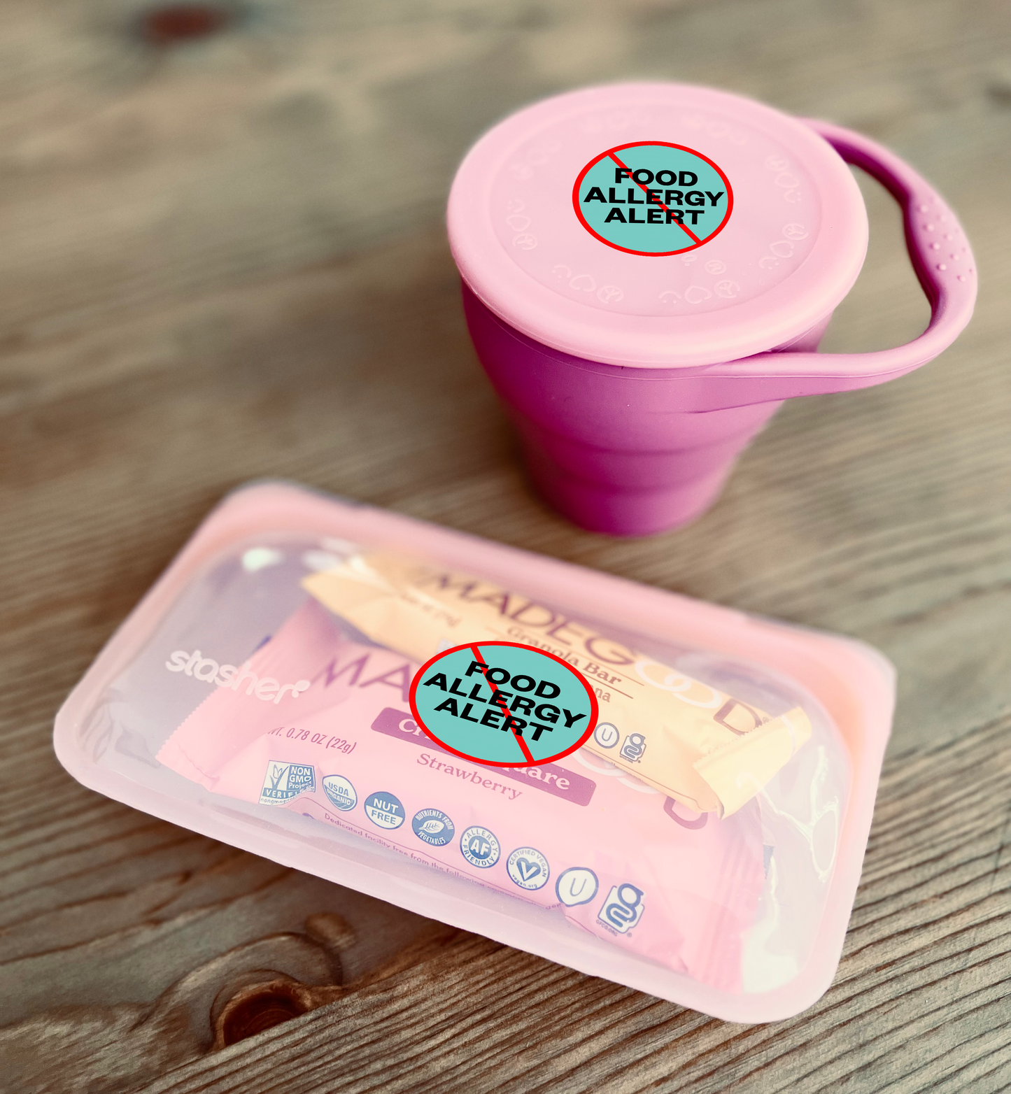 Food Allergy Waterproof Stickers, 1-1/2 inch round (sheet of 15)