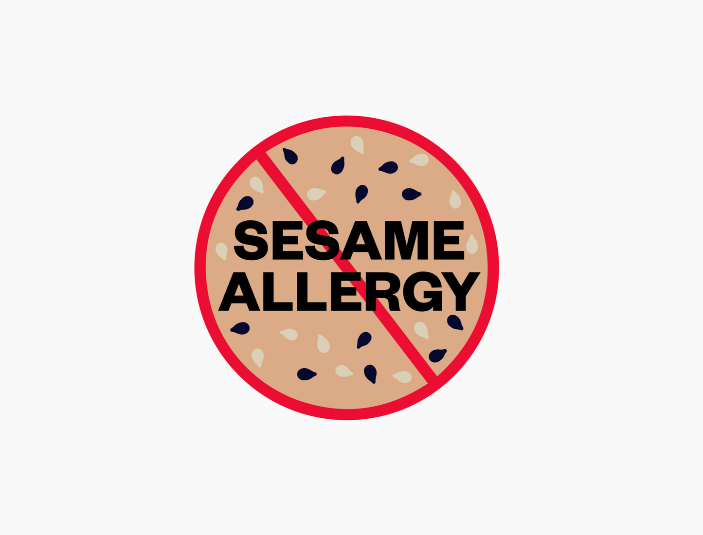 Sesame Allergy Waterproof Stickers, 1-1/2 inch round (sheet of 15)