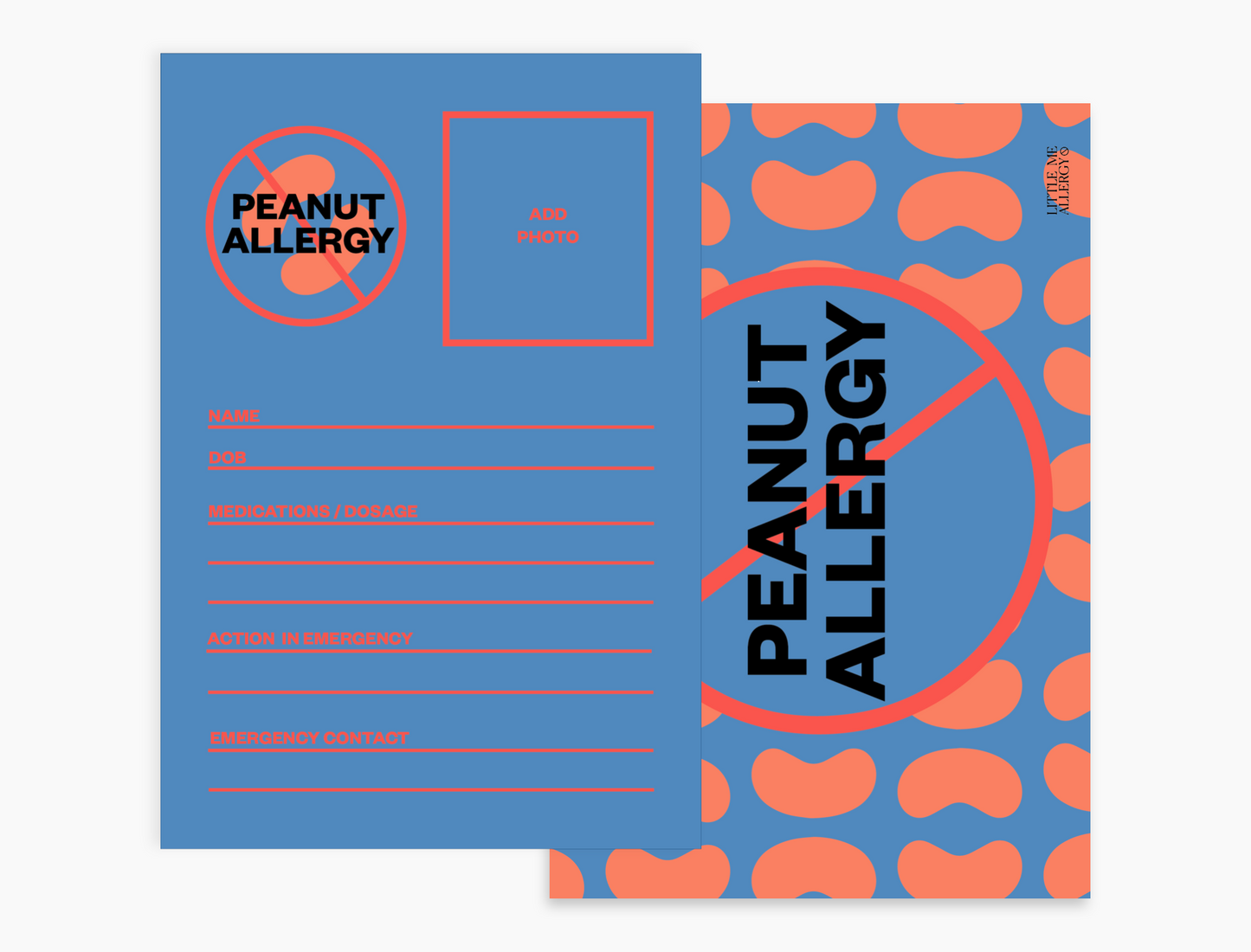 Personal Allergy Information Card - Peanut (pack of 5 notecards)