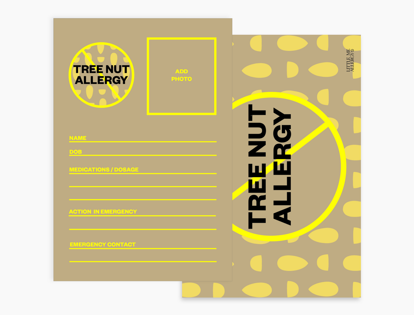 Personal Allergy Information Card - Tree Nut (pack of 5 notecards)