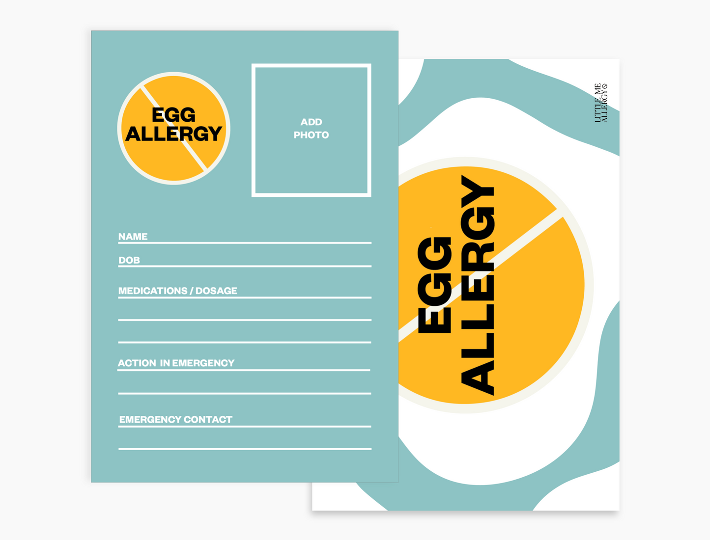 Personal Allergy Information Card - Egg (pack of 5 notecards)