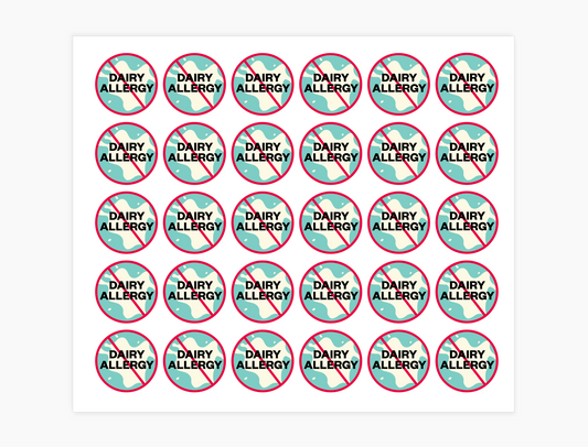 Dairy Waterproof Stickers, 3/4 inch round (Sheet of 30)