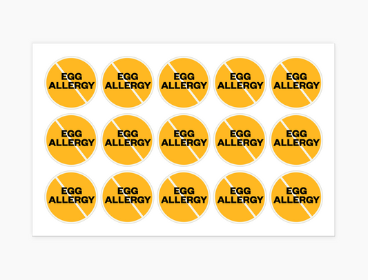 Egg Allergy Waterproof Stickers, 1-1/2 inch round (sheet of 15)
