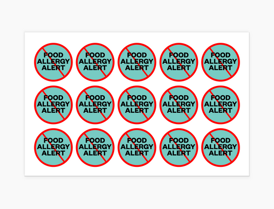 Food Allergy Waterproof Stickers, 1-1/2 inch round (sheet of 15)