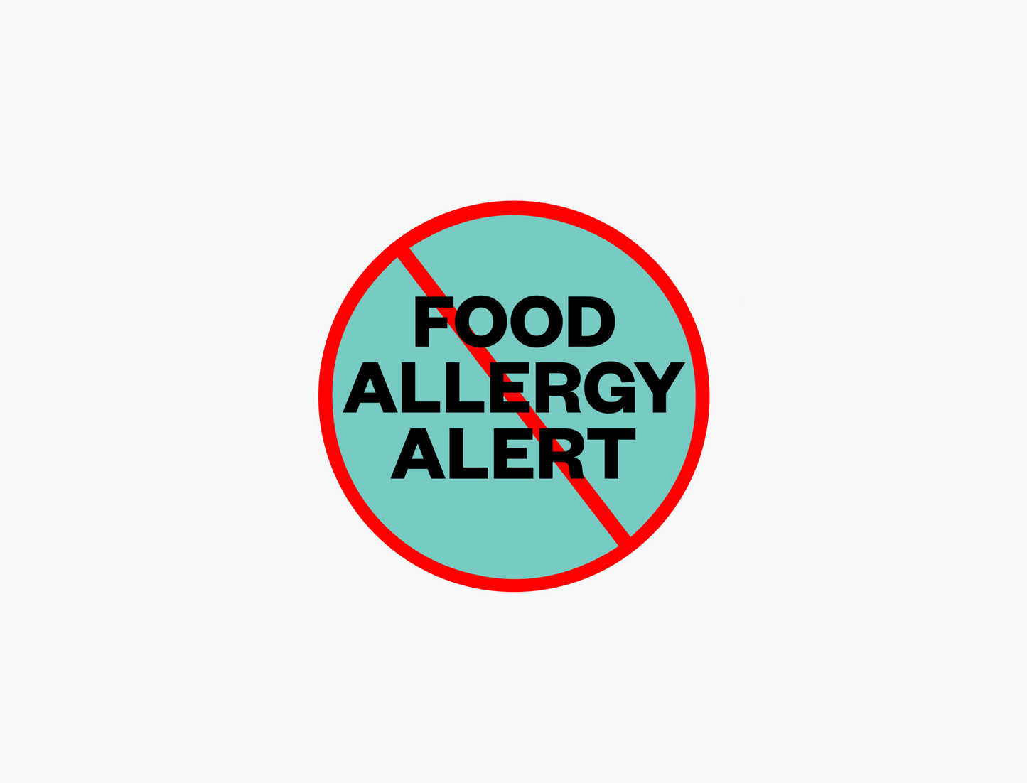 Food Allergy Waterproof Stickers, 1-1/2 inch round (sheet of 15)