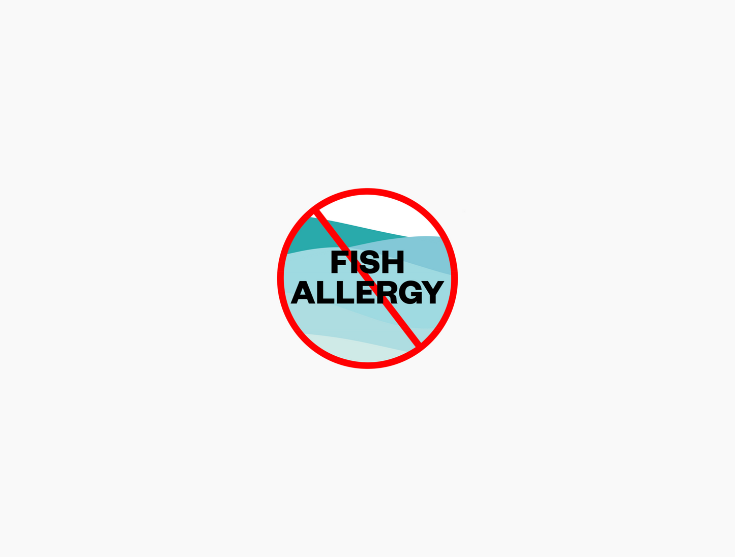 Fish Allergy Waterproof Stickers, 3/4 inch round (sheet of 30)