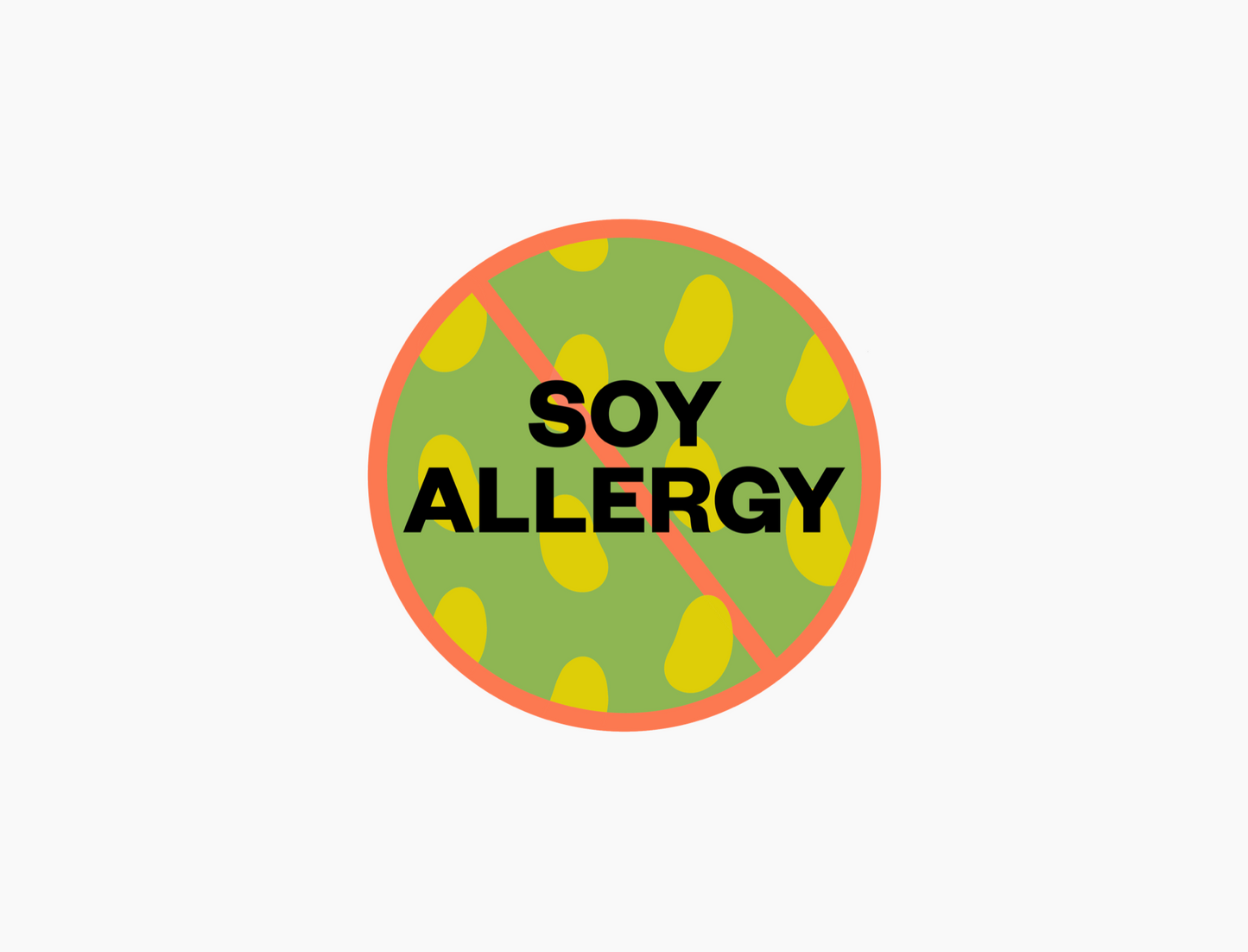 Soy Allergy Waterproof Stickers, 1-1/2 inch round (sheet of 15)