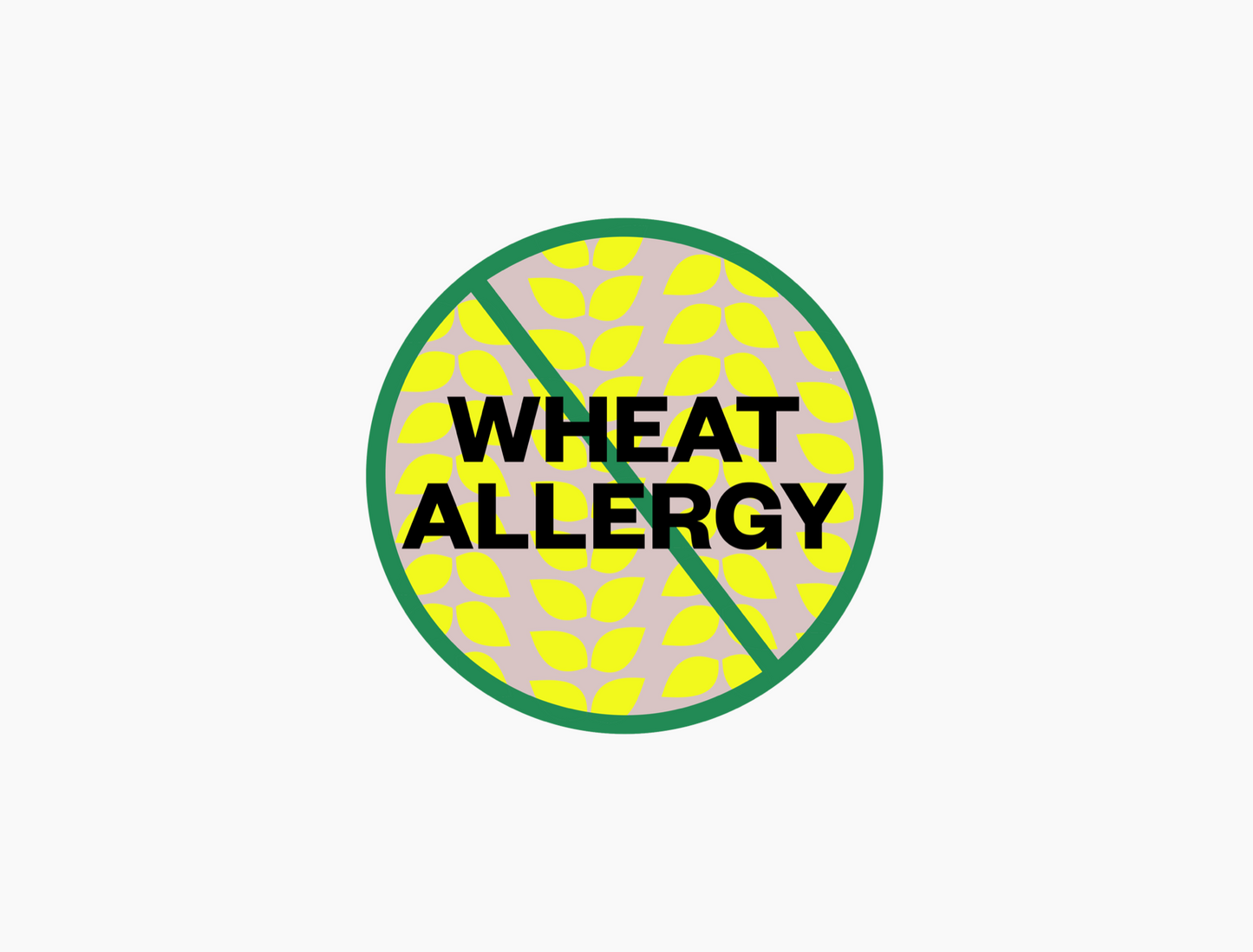 Wheat Allergy Waterproof Stickers, 1-1/2 inch round (sheet of 15)