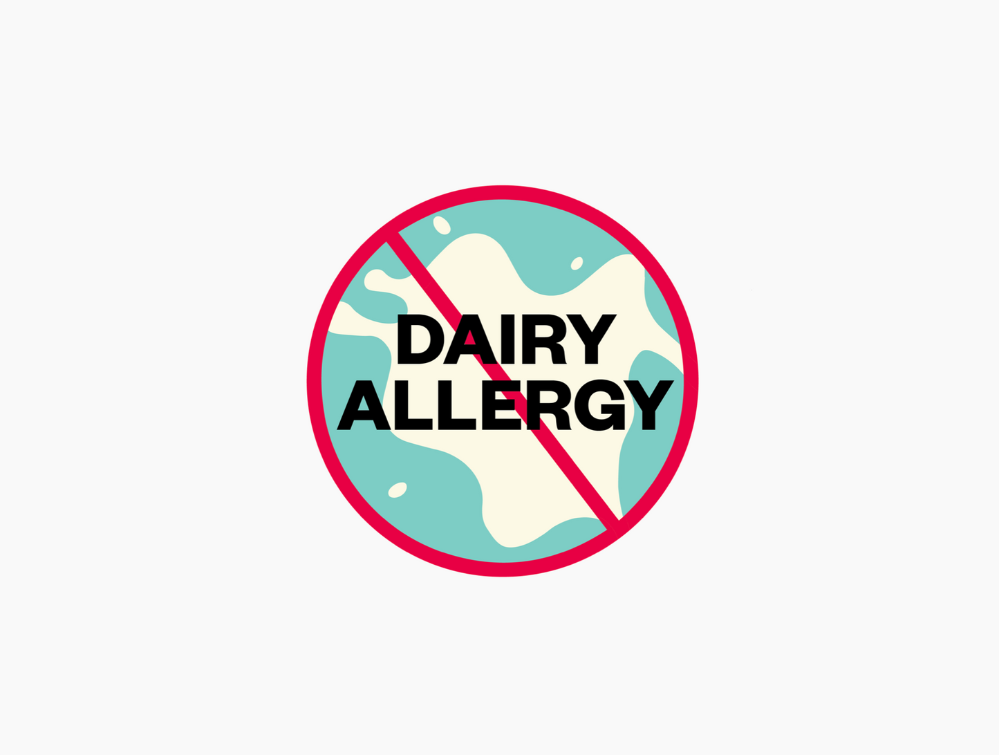 Dairy Allergy Waterproof Stickers, 1-1/2 inch round (sheet of 15)