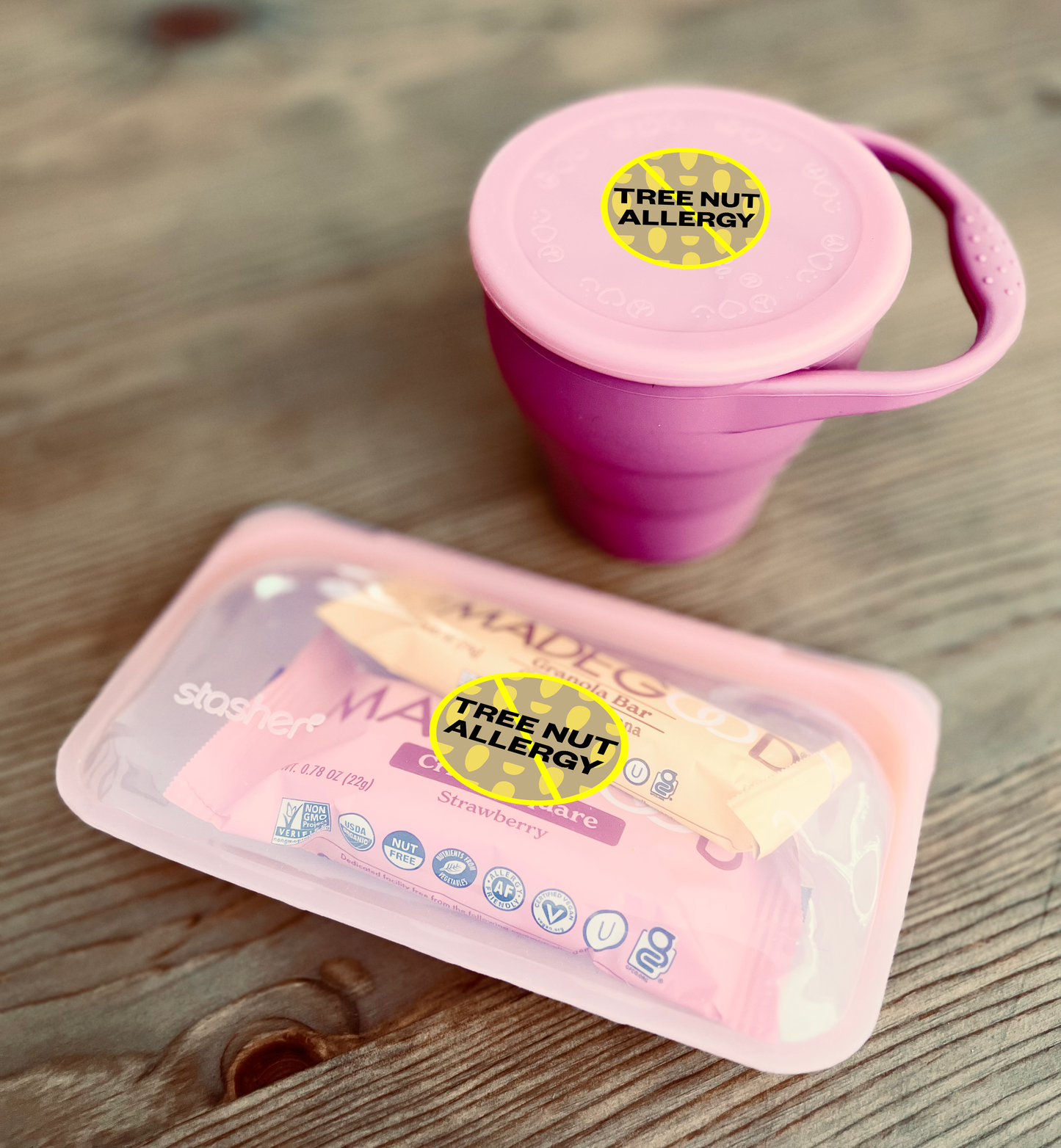 Tree Nut Allergy Waterproof Stickers, 1-1/2 inch round (sheet of 15)