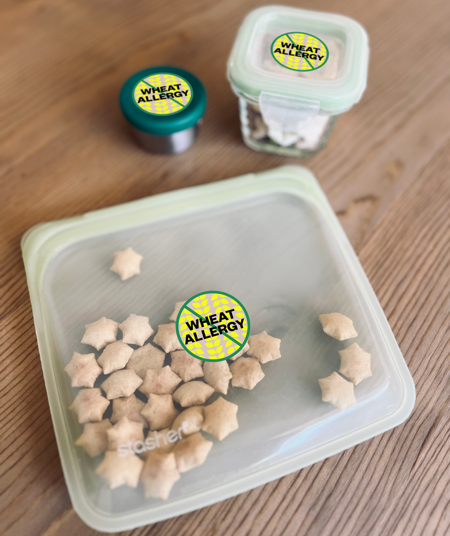 Wheat Allergy Waterproof Stickers, 1-1/2 inch round (sheet of 15)