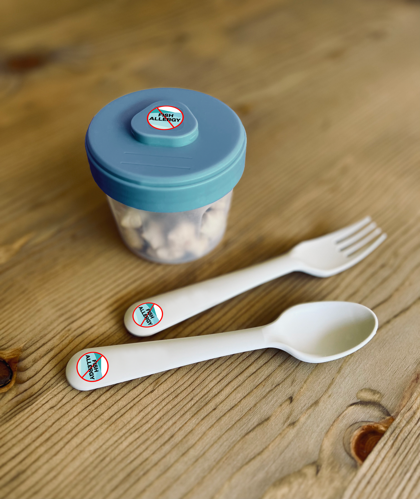 Fish Allergy Waterproof Stickers, 3/4 inch round (sheet of 30)