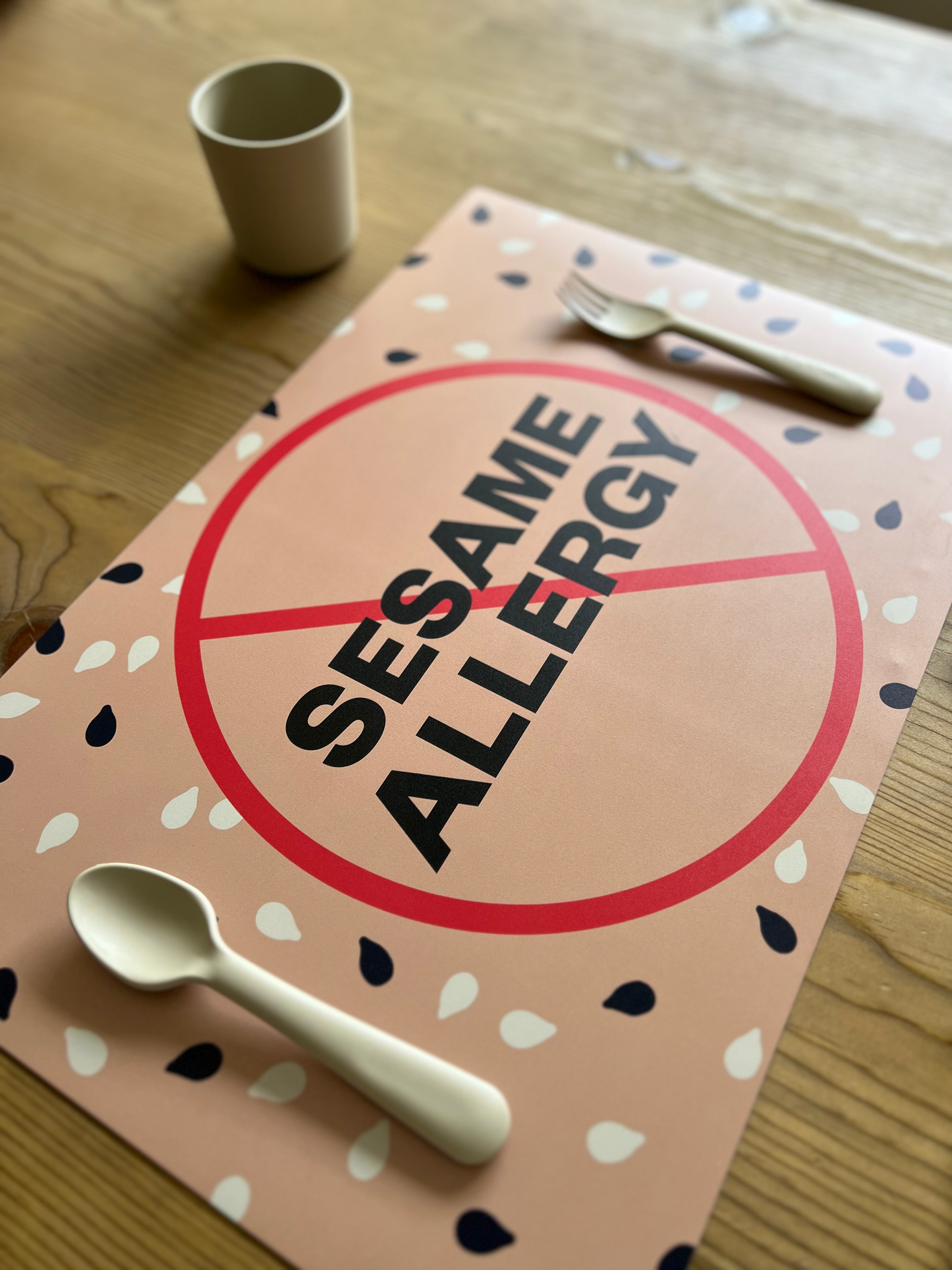 Sesame Allergy Placemat + Magnet Sign