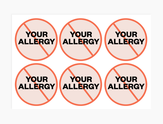 Custom Waterproof Stickers - Single Allergy, 3 inch round (sheet of 6)