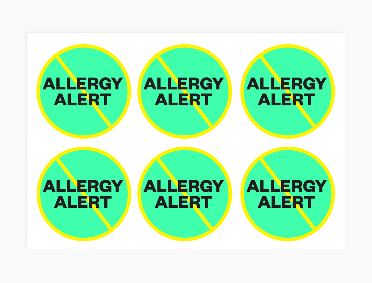 Allergy Note Sticker Allergy Alert Waterproof Stickers, 3 inch round (sheet of 6) – Little ...