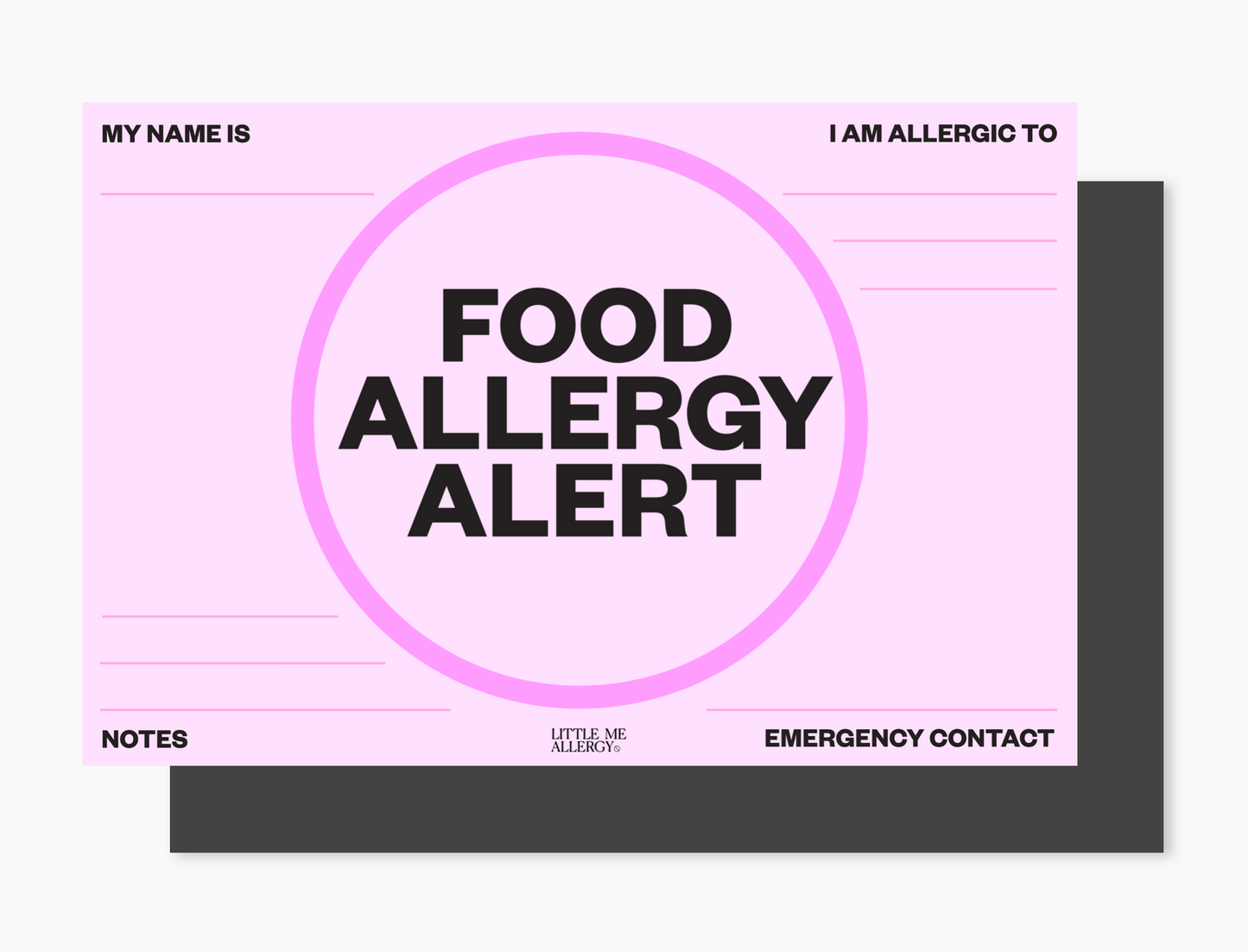 Food Allergy Alert Placemat + Magnet Sign (bubblegum pink)