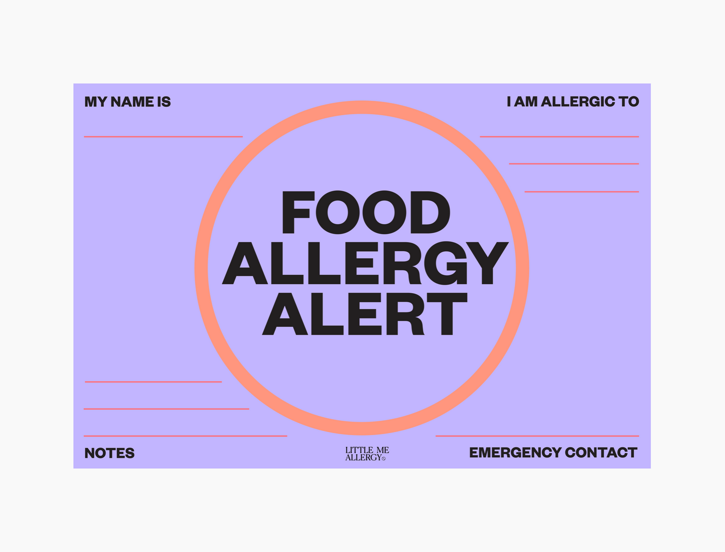 NEW! Food Allergy Alert Placemat + Magnet Sign (very berry)