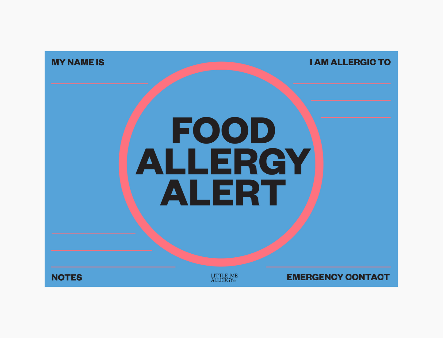 NEW! Food Allergy Alert Placemat + Magnet Sign (blueberry)
