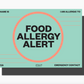 NEW! Food Allergy Alert Placemat + Magnet Sign (mint chip)
